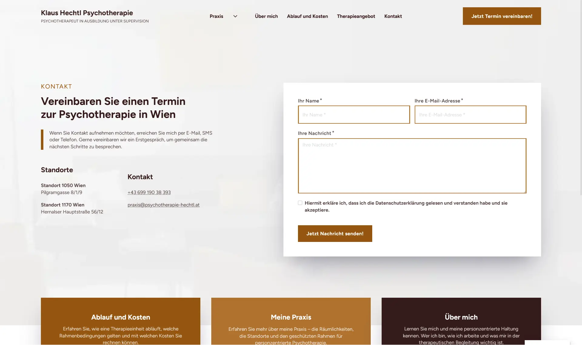 Webseite für Psychotherapiepraxis Hechtl aus Wien Marketing Psychotherapeuten Webdesign SEO Google Ads