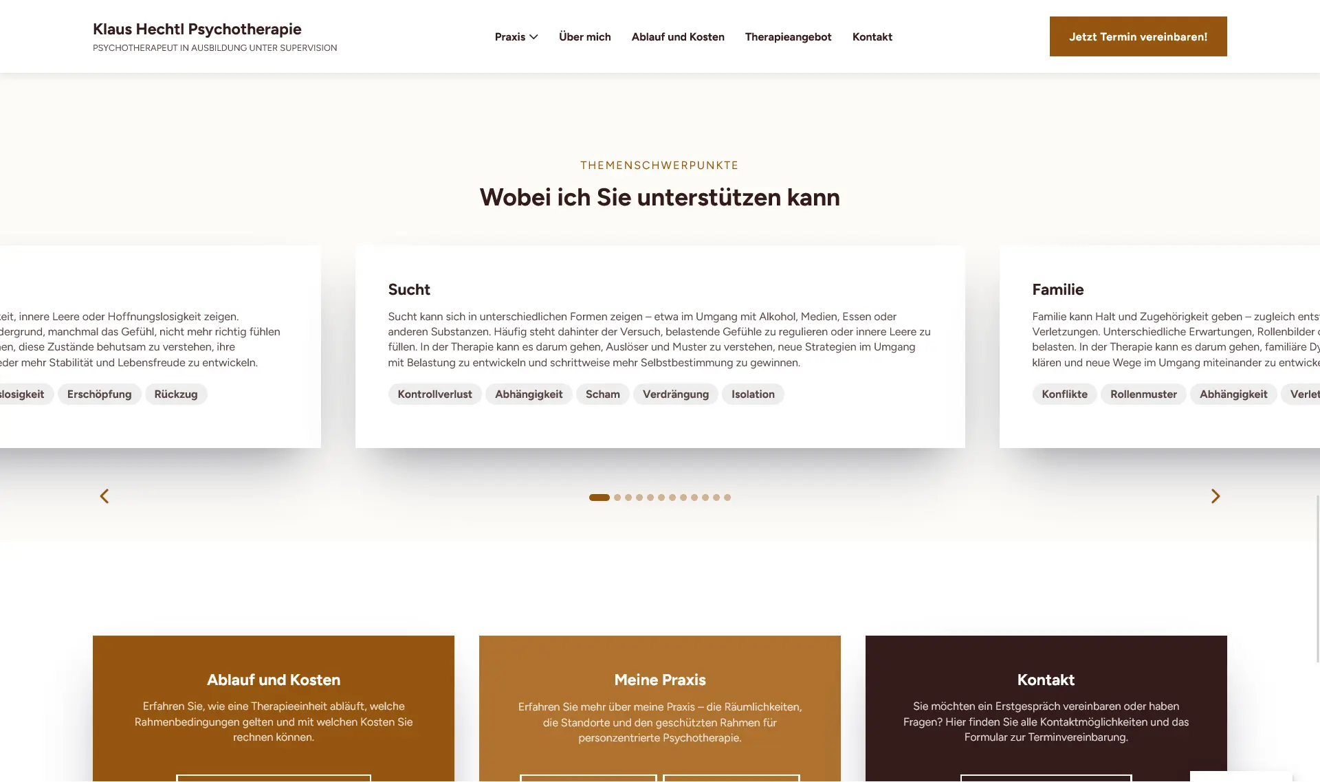 Webseite für Psychotherapiepraxis Hechtl aus Wien Marketing Psychotherapeuten Webdesign SEO Google Ads