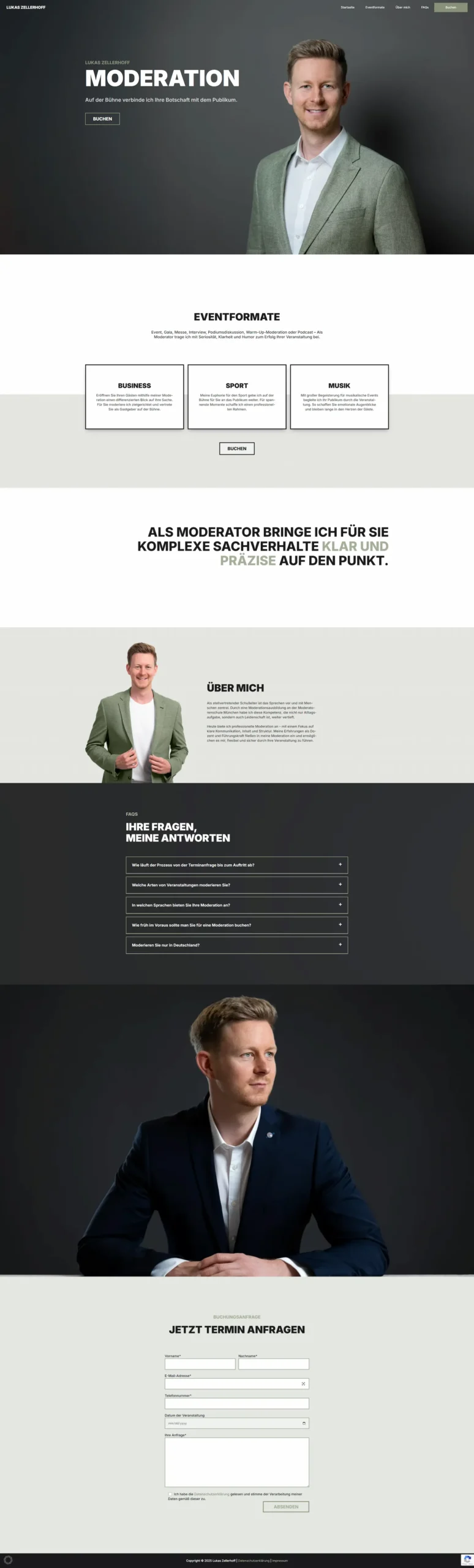 Webseite für Lukas Zellerhoff Moderator Webdesign Online Marketing